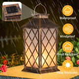 2Pack Solar Metal Hanging Lantern Flickering Candle with Shepherd Hook