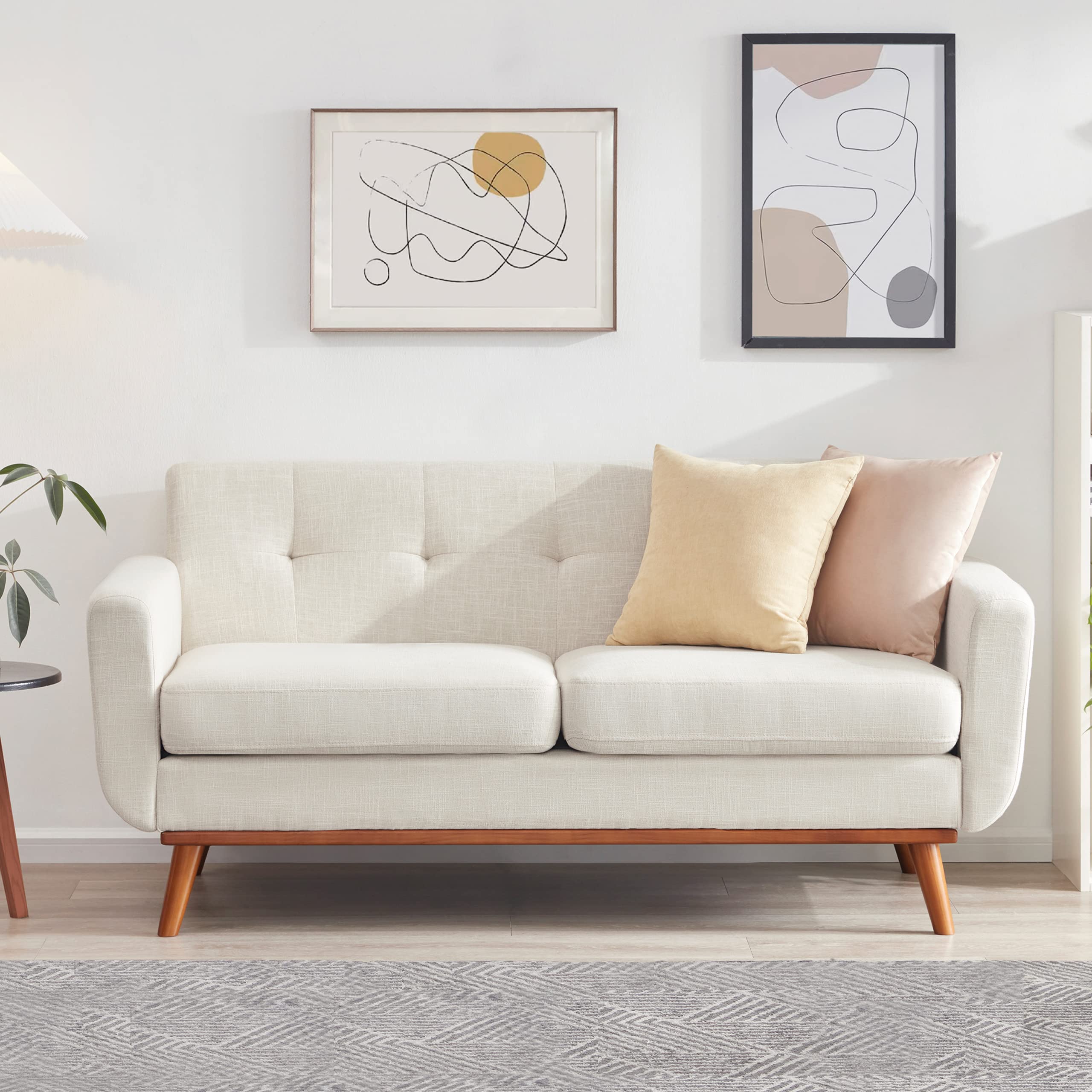 Tbfit 65" W Loveseat Sofa, Mid Century Modern Decor Love Seat