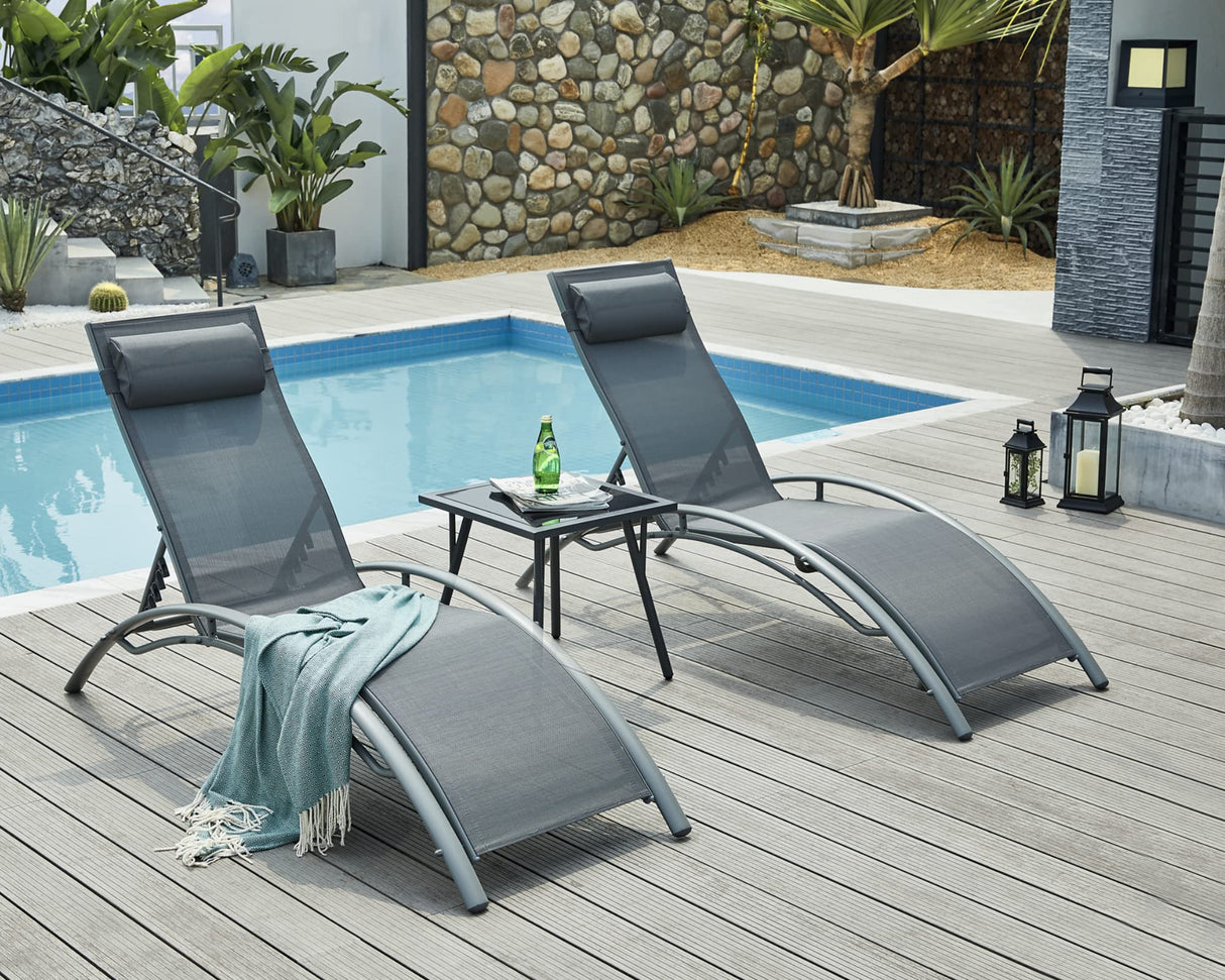 Patio Chaise Lounge Set of 2 Outdoor Lounge Chairs