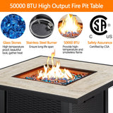 30" Propane Gas Fire Table 50,000 BTU Square Gas with Ceramic Tabletop