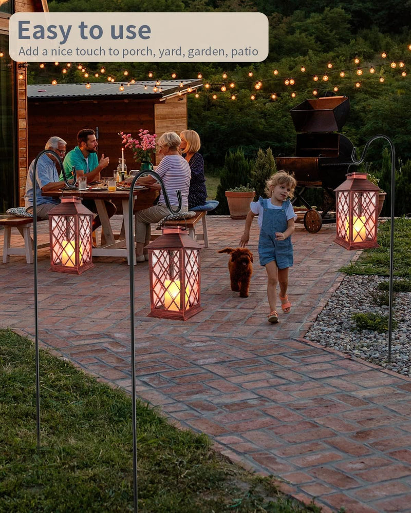 Solar Lanterns, Hanging Outdoor Lantern with Lasts 2X Longer LED Flickering Flameless Candles