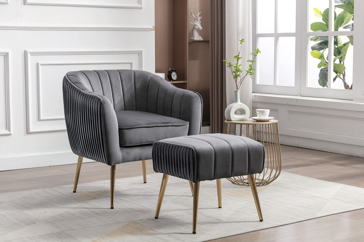 Velvet Modern Tub Barrel Arm Chair Upholstered Tufted Sofa Chair