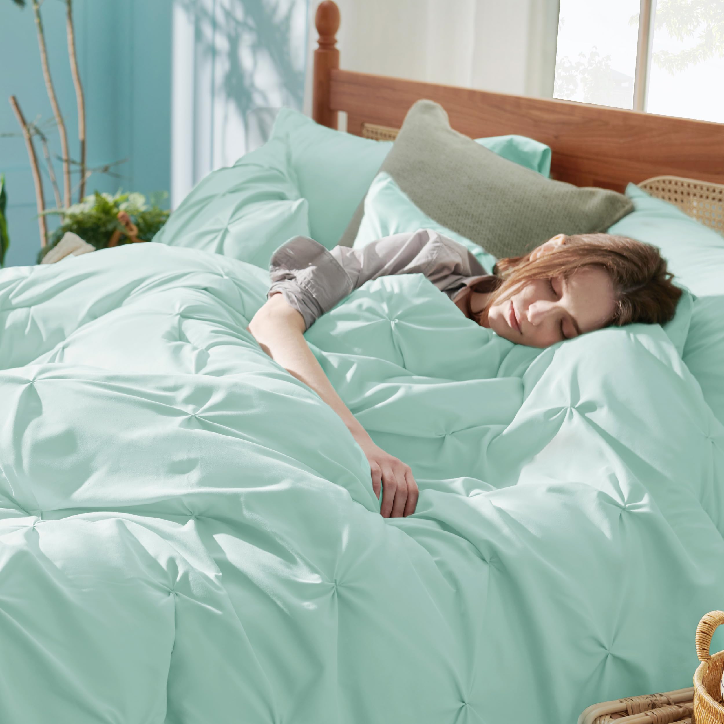 Full Size Comforter Sets - Bedding Sets Full 7 Pieces, Bed in a Bag Green Bed Sets