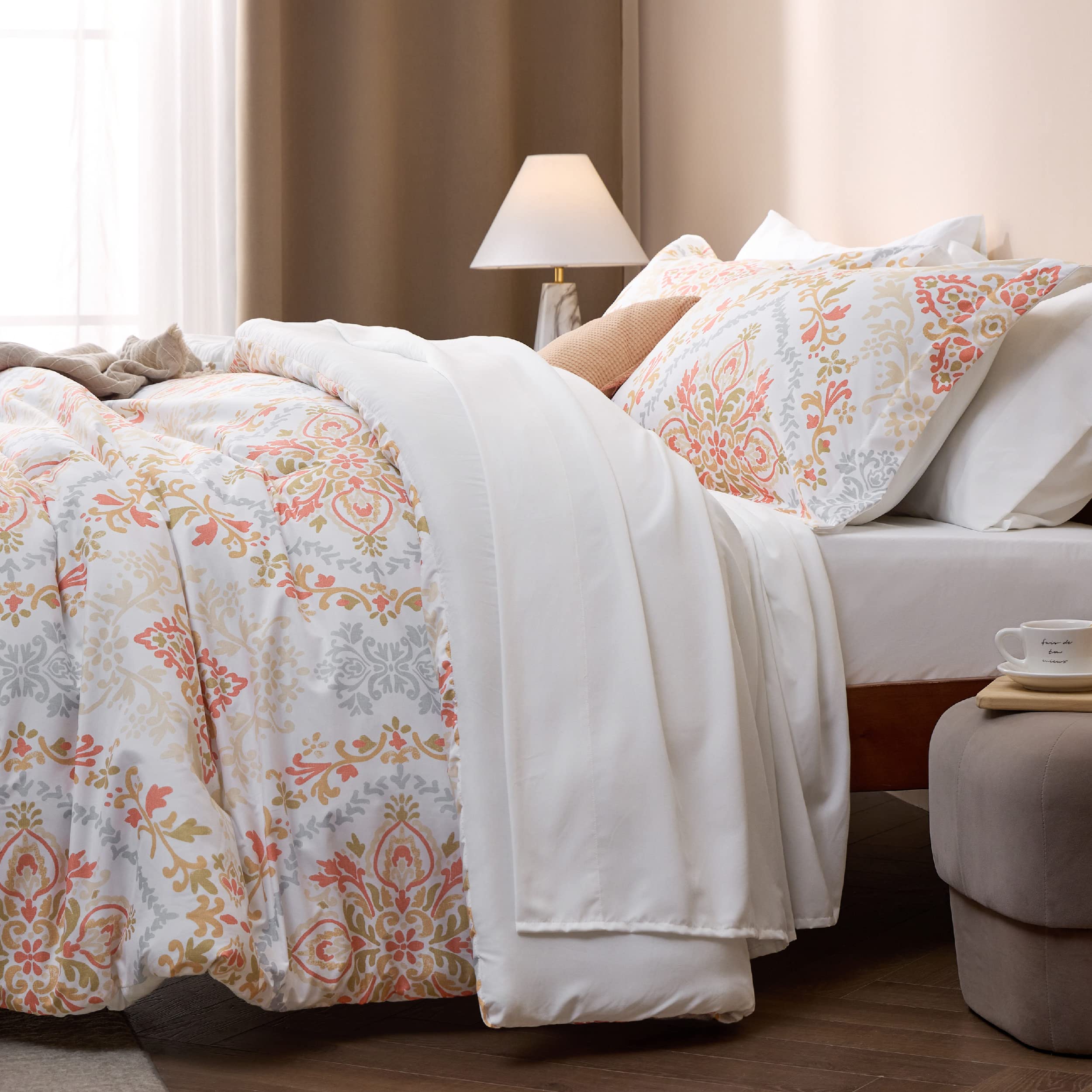 Boho Comforter Set Queen - 7 Pieces Bedding Sets Queen Bed in a Bag