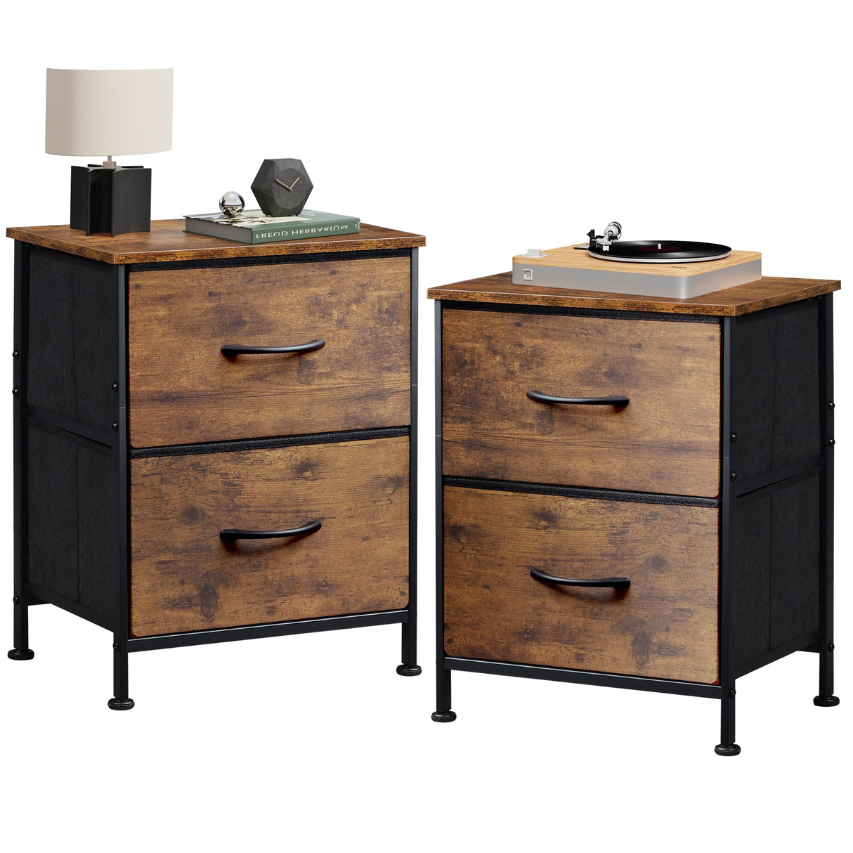 Nightstand Set of 2, 2 Drawer Dresser for Bedroom, Small Dresser with 2 Drawers