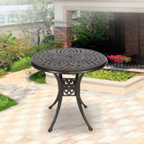 31” Round Cast Aluminum Dining Table, Outdoor Patio Retro Bistro Table