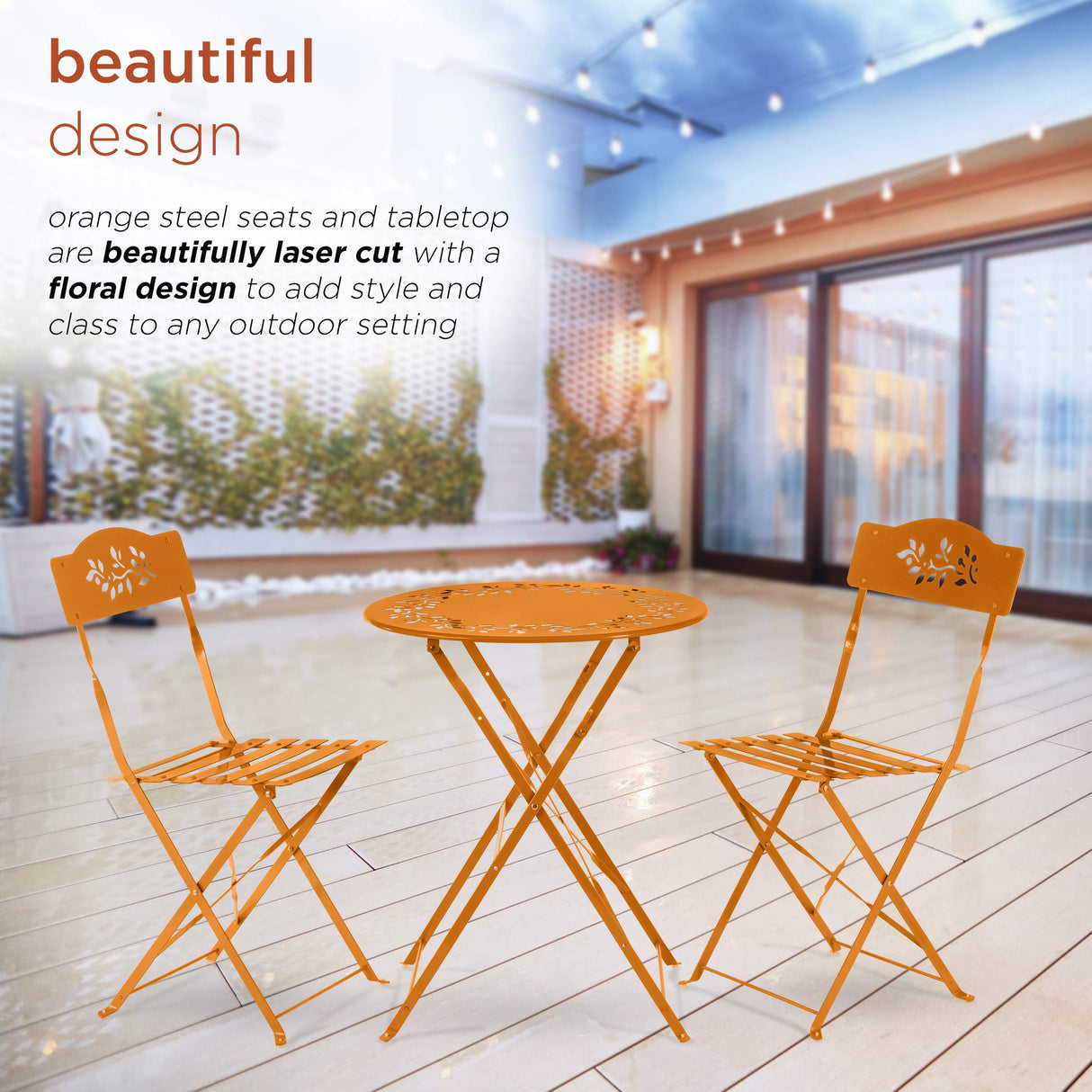 MSY100A-OR Bistro Set, Table, Orange