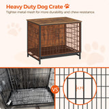 Dog Crate Furniture, Wooden Dog Kennel with Removable Tray, Heavy-Duty Dog Cage