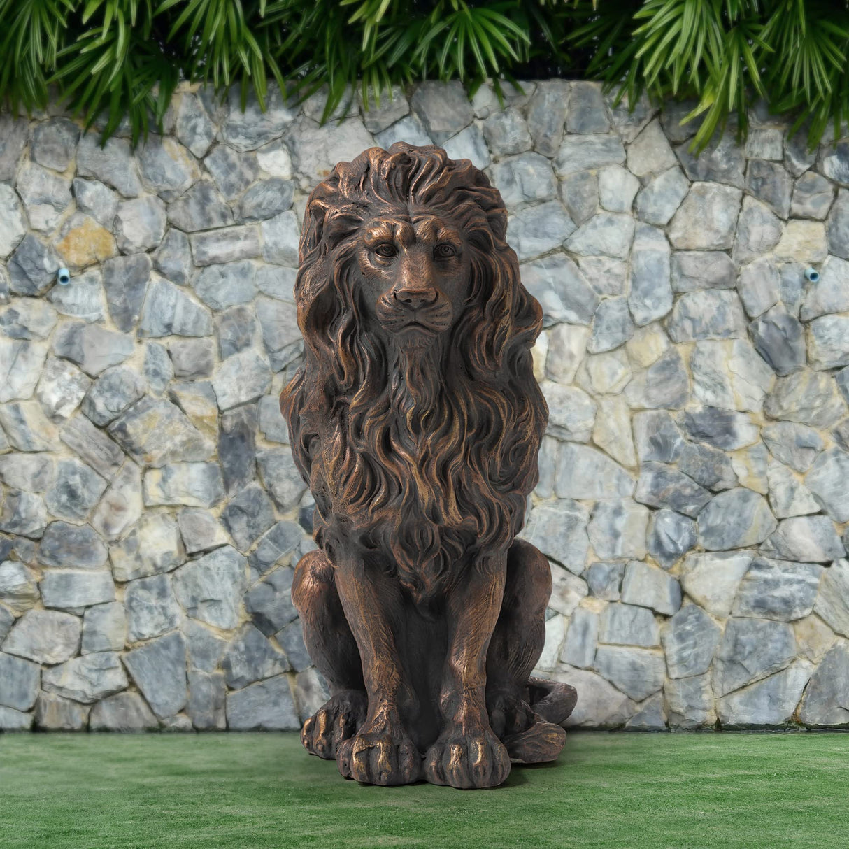 Magnesium Oxide, Fibre Glass GH20387 Guardian Standing Lion Outdoor Statue