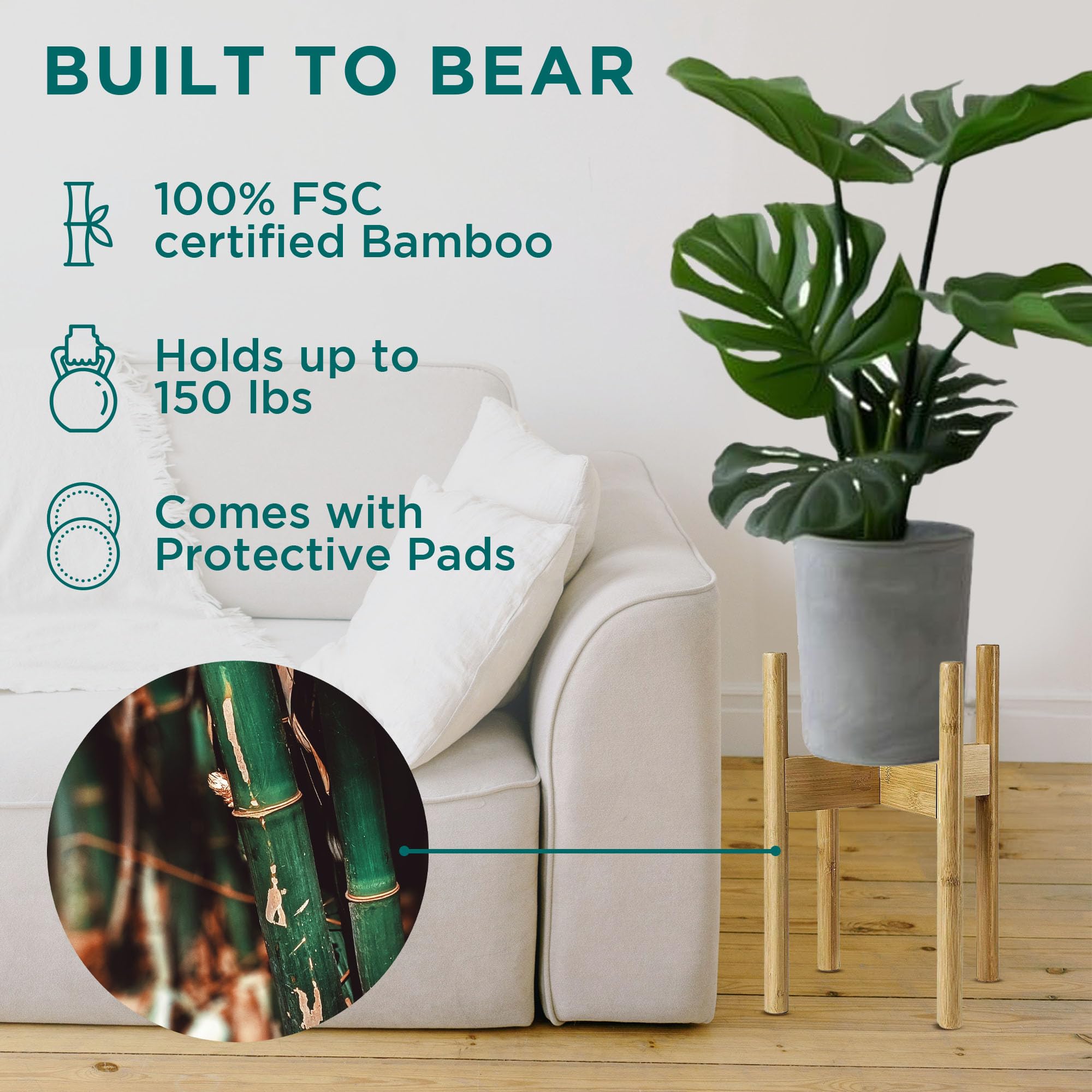 Uppwell Adjustable Bamboo Plant Stand