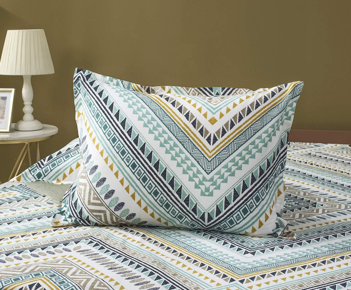 Comforter King Size, 600 Thread Count Cotton Golden & Blue Bohemian Pattern