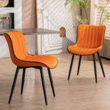 Orange Dining Chairs Set of 2 Upholstered Mid Century Modern Kitchen Chairs