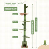 Floor to Ceiling Cat Tree Ajustable Height [82-108 Inches=208-275cm 6 Tiers Tower Fit