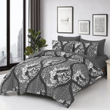 Grey Comforter Set Queen Size, 7 Pieces Bohemian Damask Comforter Set