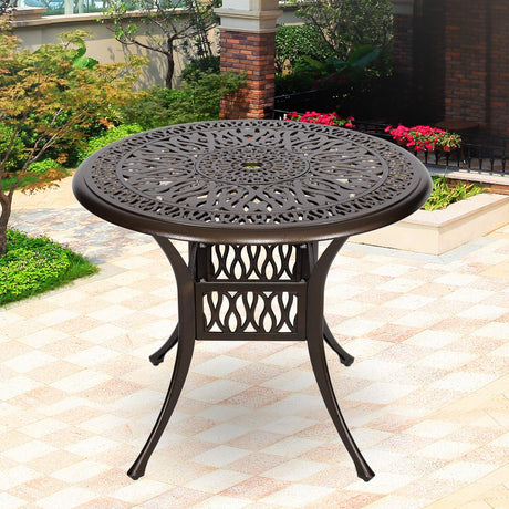 35” Round Cast Dining Table, Outdoor Patio Retro Bistro Dining Table