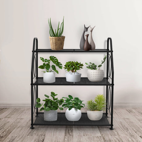 Plant Stand, 3 Tier Plant Shelf for Indoor Outdoor, Heavy Duty Metal Outdoor Plant Stand