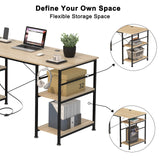 L Shaped Desk with Storage Shelves, Reversible Coner