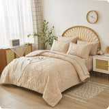 Khaki Tufted Bed in A Bag Queen Size Comforter Set