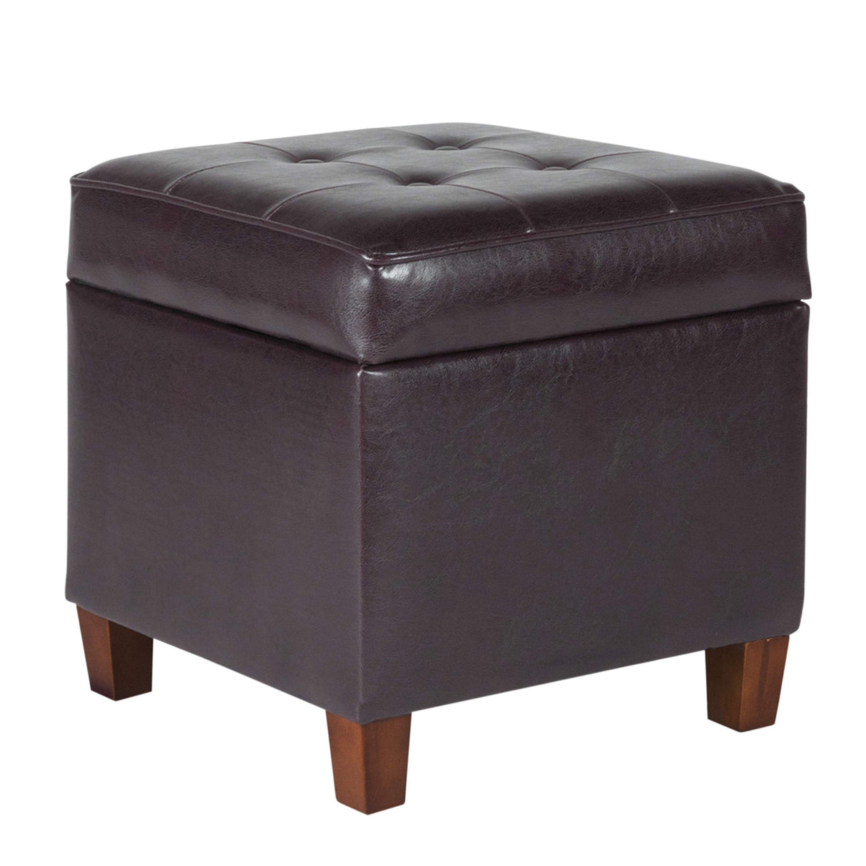 Leatherette Tufted Square Storage Ottoman with Hinged Lid