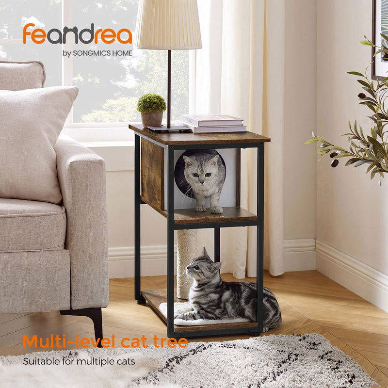 Cat Tree and End Table, Cat Tower with Scratching Post and Mat, Cat Condo