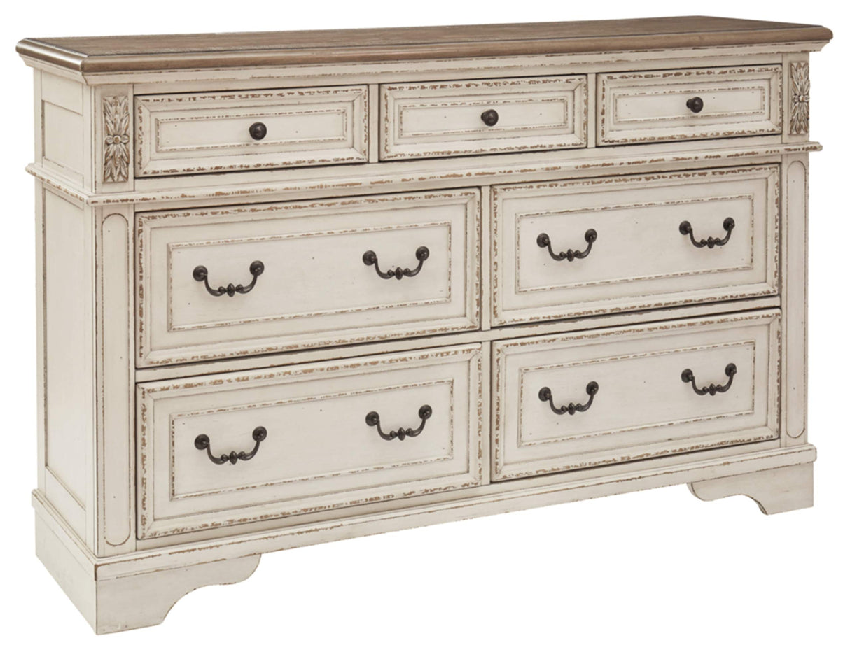 Realyn French Country 7 Drawer Two Tone Dresser, Chipped White