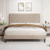 King Bed Frame with Adjustable Headboard/Diamond Stitched Button