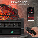 WiFi Infrared Quartz Electric Fireplace Log Heater with Sound Crackling