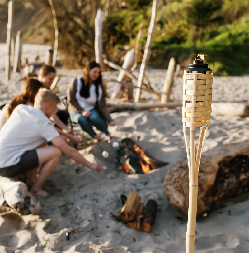 4-Pack Luau Bamboo Torches, Weather Resistant Coated Torch