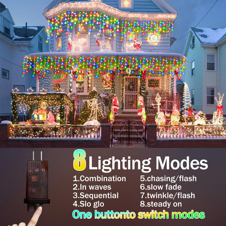 100 FT Christmas Lights Outdoor Decorations 900 LED 8 Lighting