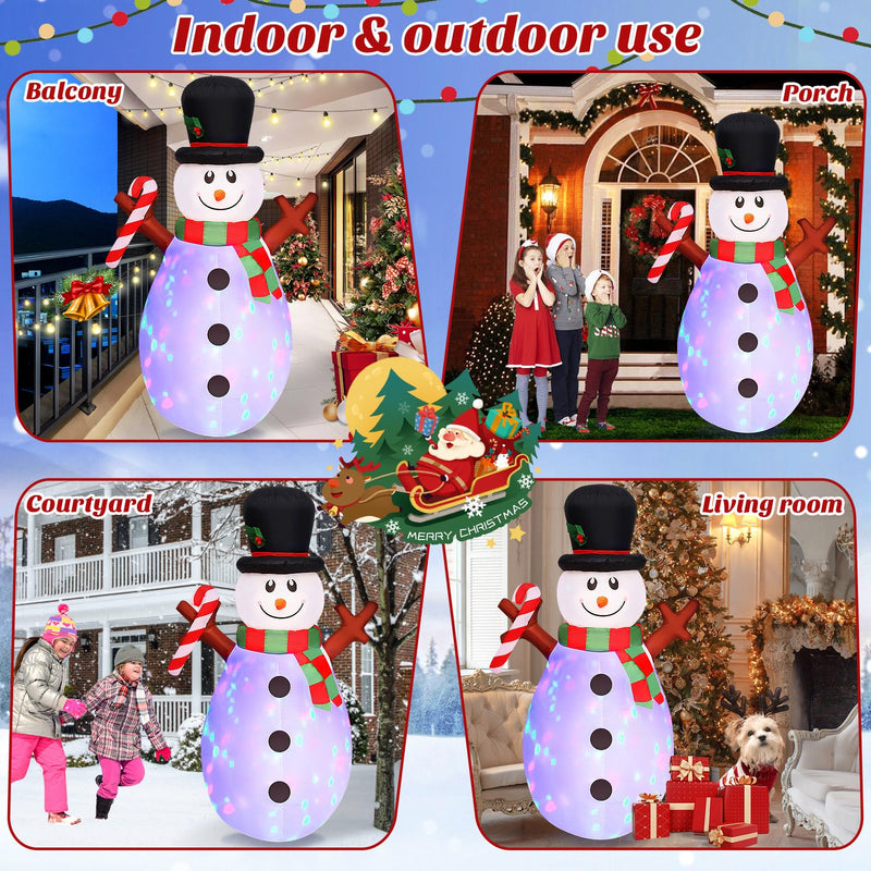 5 FT Christmas Inflatables Snowman with Colorful Rotating