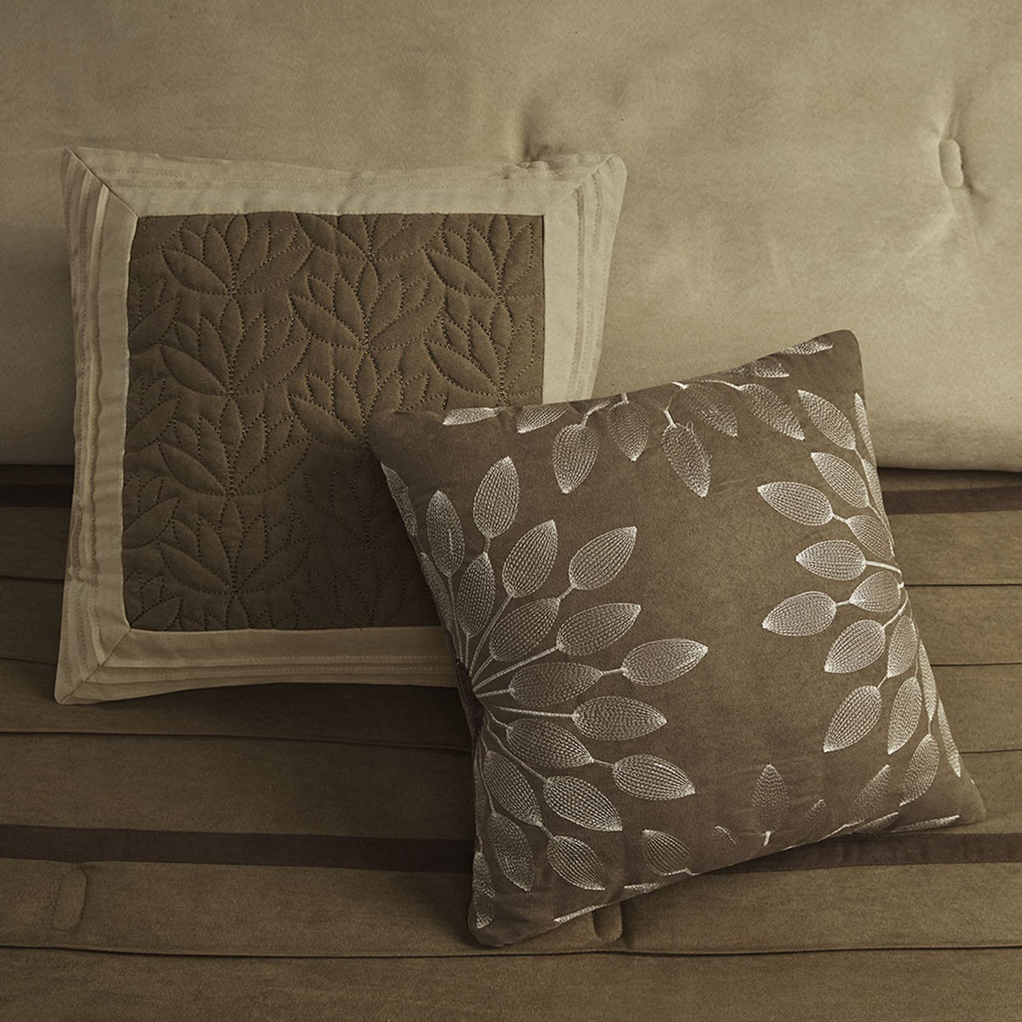 Palmer Comforter Set-Luxury Faux Suede Design, Striped Accent, All Season Down Alternative Bedding