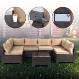 7 Pieces Outdoor Patio Furniture Sets,Rattan Conversation Sectional Set