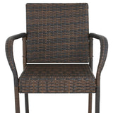 Upgraded Wicker Bar Stool Chairs Outdoor Backyard Rattan Chair w/Iron Frame