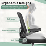 Ergonomic Tall Office Chair with Flip-up Armrests Executive Desk Chair