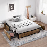 Queen Bed Frame with Storage, Platform Bed with 4 Extra Large Storage Drawers