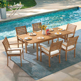 Stackable Patio Dining Chairs Set of 4, Outdoor Acacia Wooden Chairs