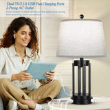 Table Lamps Set of 2 with USB Ports, 3-Way Dimmable Farmhouse