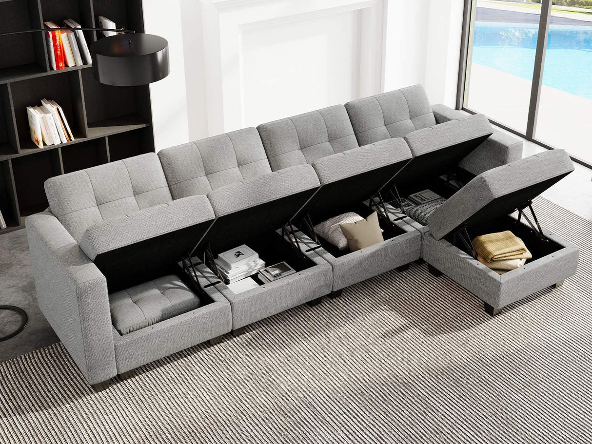 Sofa Couch with Storage Seats Convertible Sectional Couch