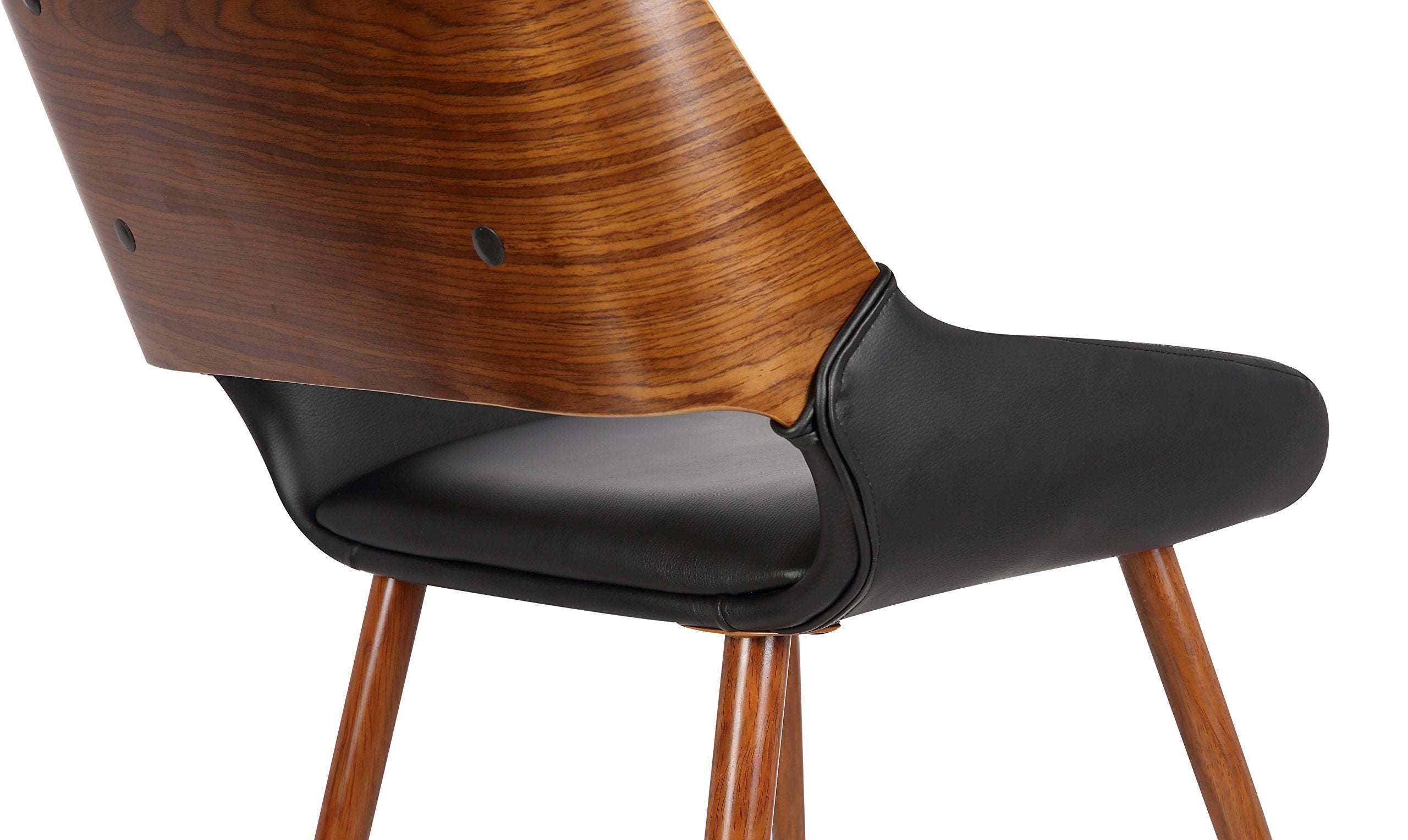 Panda Dining Chair in Black Faux Leather and Walnut Wood Finish