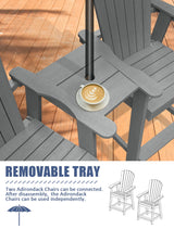 Tall Adirondack Chairs Set of 2, Balcony Chair with Connecting Tray