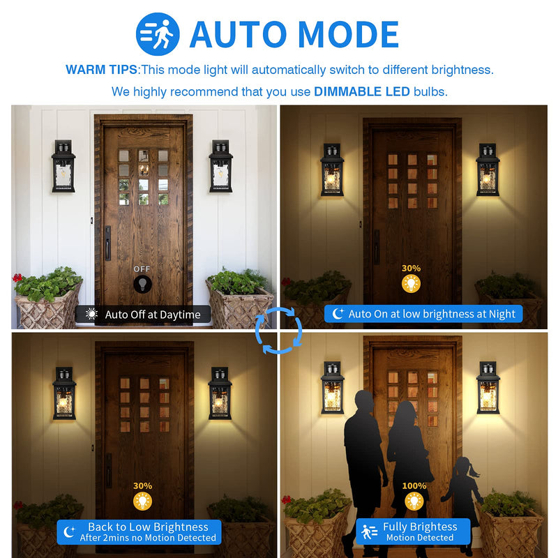 Motion Sensor Outdoor Lights Wall Mount, Dusk To Dawn Exterior Light Fixture