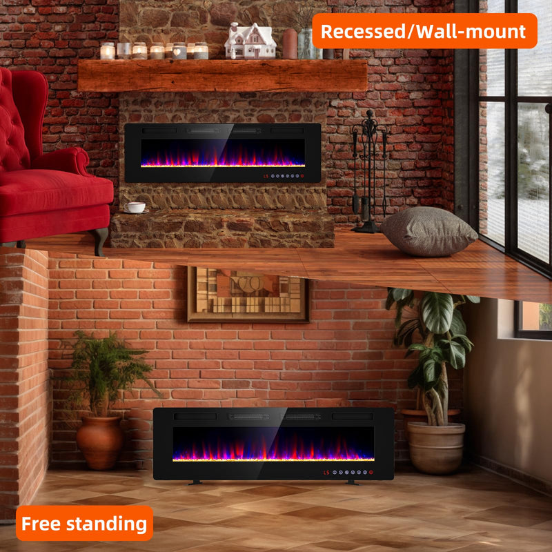 60 inch Electric Fireplace-Wall Fireplace for Living Room-Fireplace Freestanding/Inserts