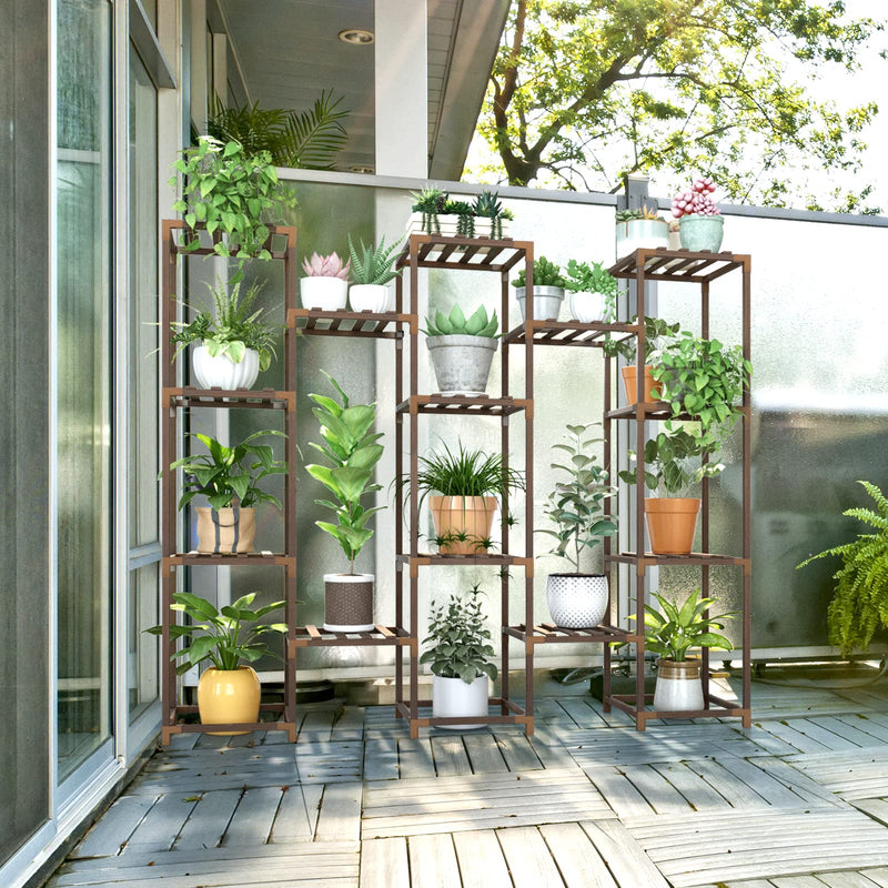 Plant Stand Indoor, Wood Tiered Tall Outdoor Plant Shelves for Multiple Plants