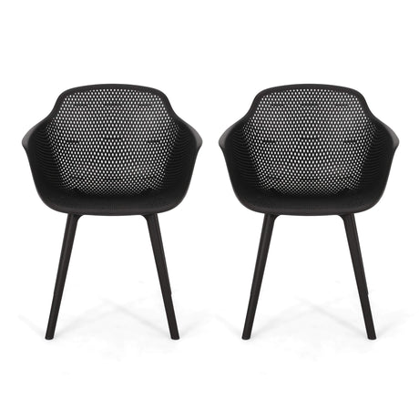 Davina Outdoor Dining Chair (Set of 2), Polypropylene, Black