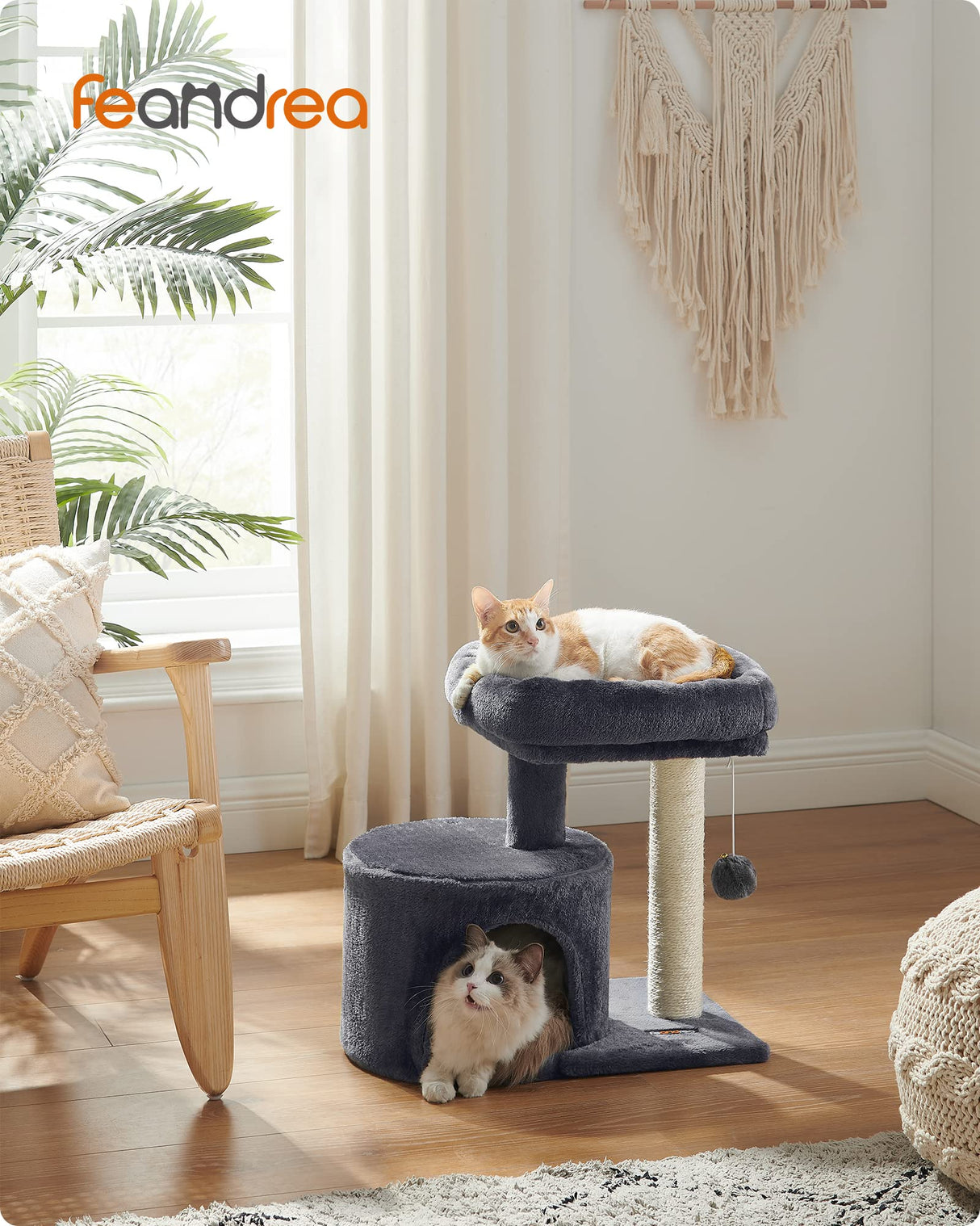 Cat Tree, Cat Tower with Sisal-Covered Scratching Post, Cat Condo with Padded Perch