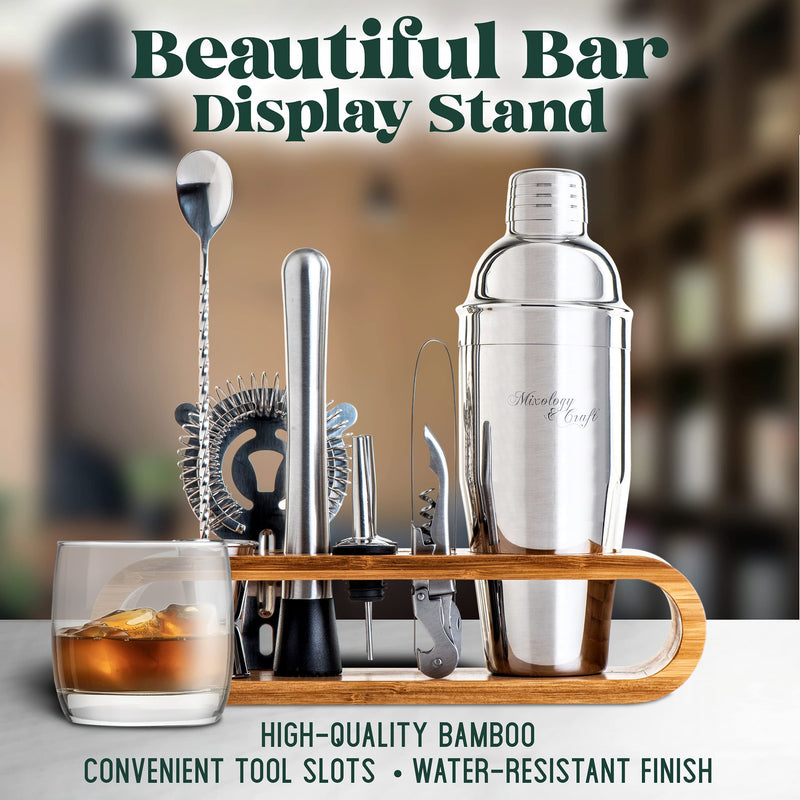 Bartender Kit 10-Piece Bar Tool Set with Bamboo Stand