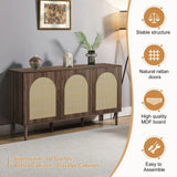 Rattan Sideboard Buffet Cabinet with 3 Doors & Shelves