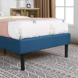 Twin Upholstered Platform Bed Frame with Adjustable Diamond Stitched Panel