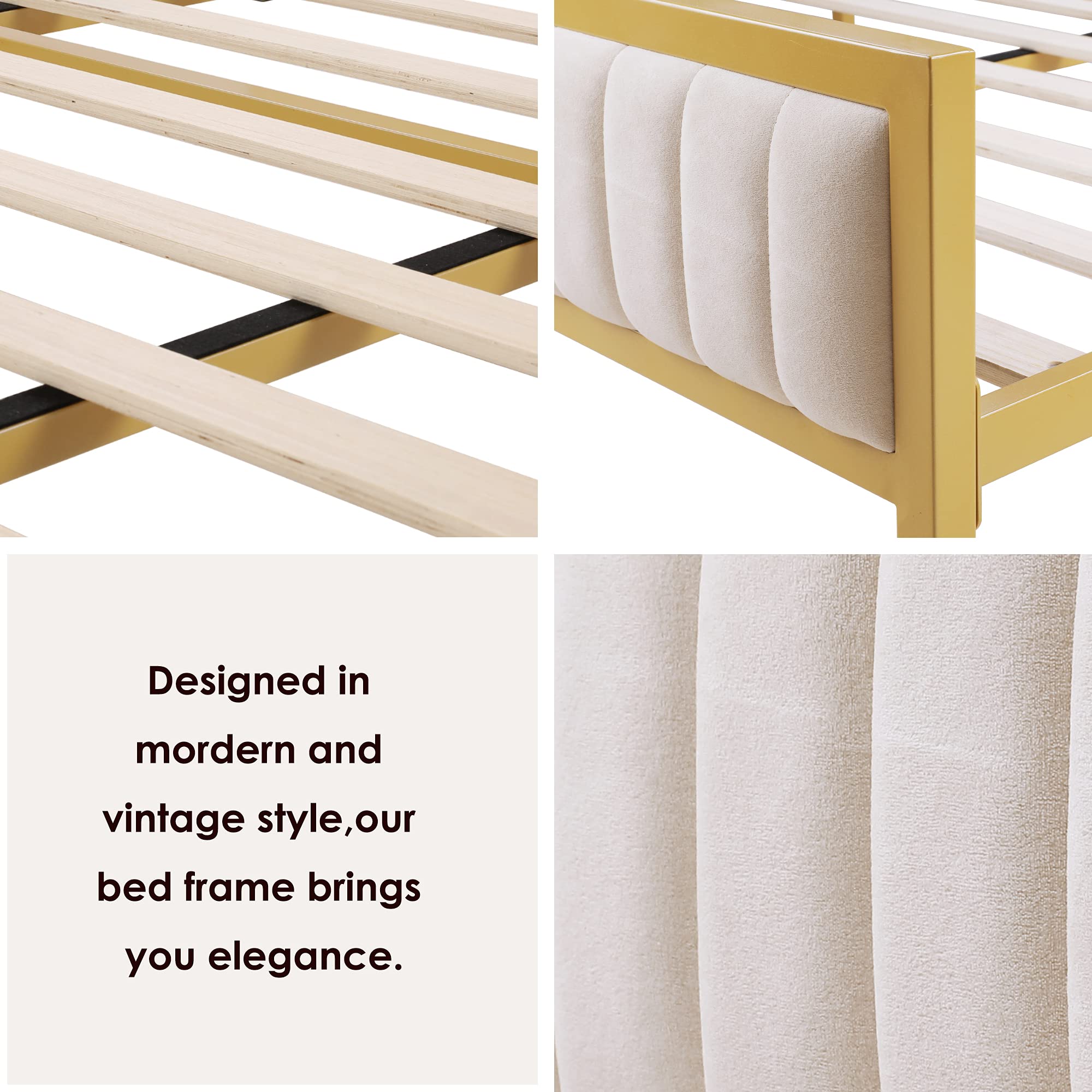 King Size Bed Frame, King Bed Frame and Headboard, Heavy Duty Metal Foundation