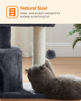 Cat Tree, Cat Tower with Sisal-Covered Scratching Post, Cat Condo with Padded Perch